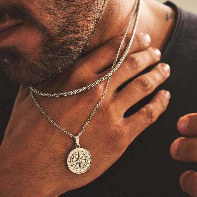 Men's Compass Pendant Necklace